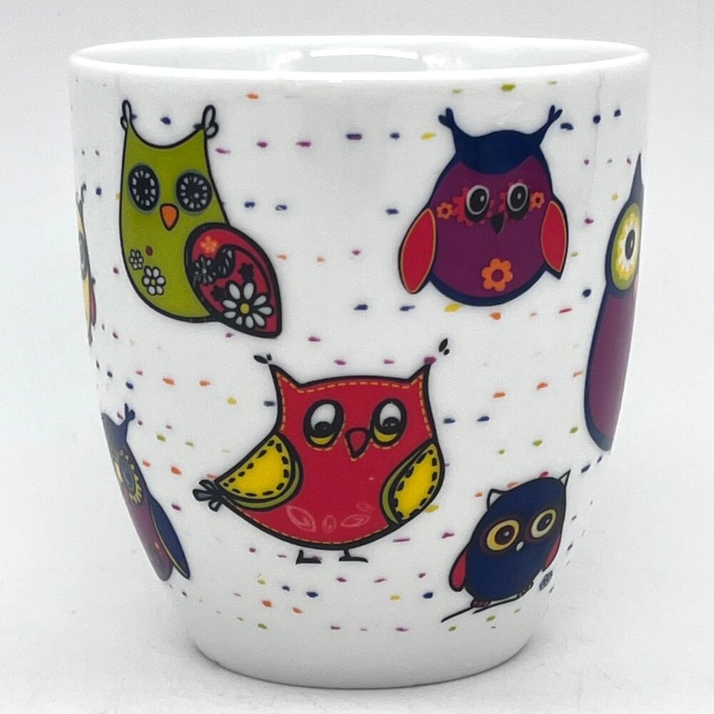 Colorful Owl Fowl Birds Floral Porcelain Coffee Cup Mug By Konitz Germany 12 oz. - Picture 4 of 10
